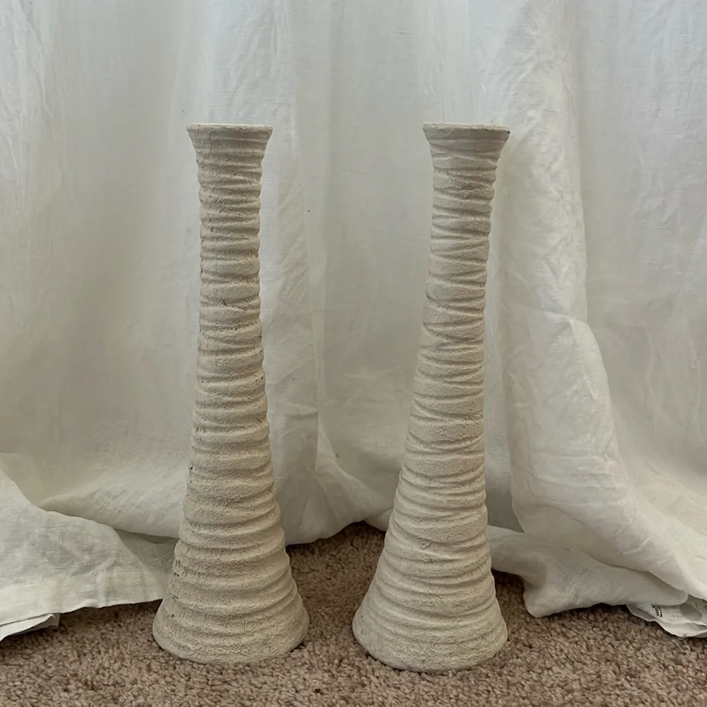 2 Vintage ceramic pottery candlestick holders